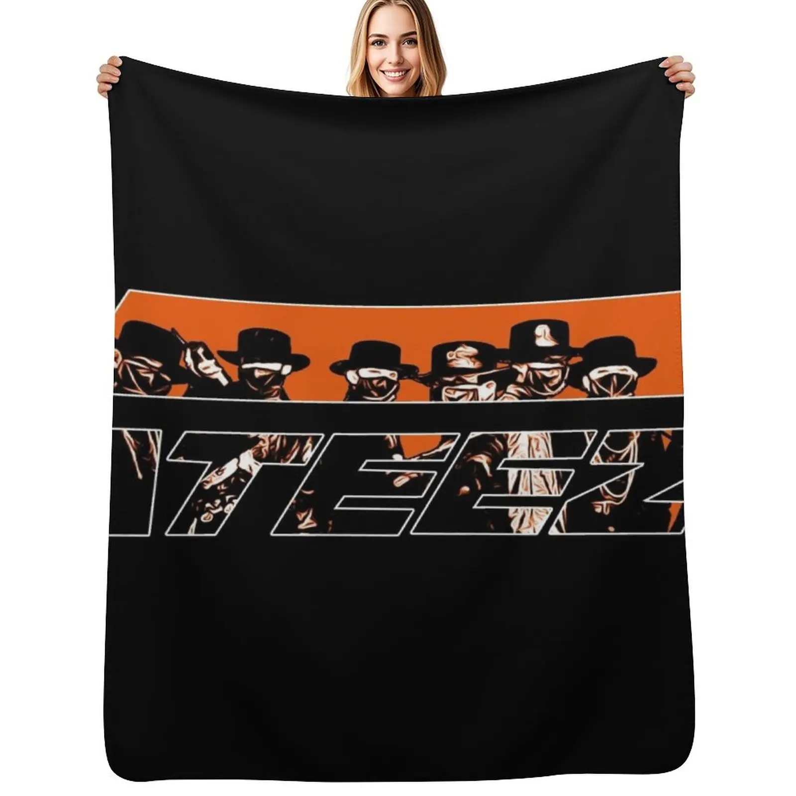 

ATEEZ - OrangeLogo Throw Blanket Cute Decoratives Flannels Decorative Beds Blankets