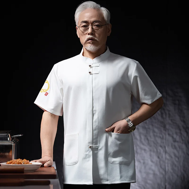 

Hotel Restaurant Kitchen Work Uniform Short Sleeve Chef Jacket Bakery Pastry Chef Summer White Kitchen Coat
