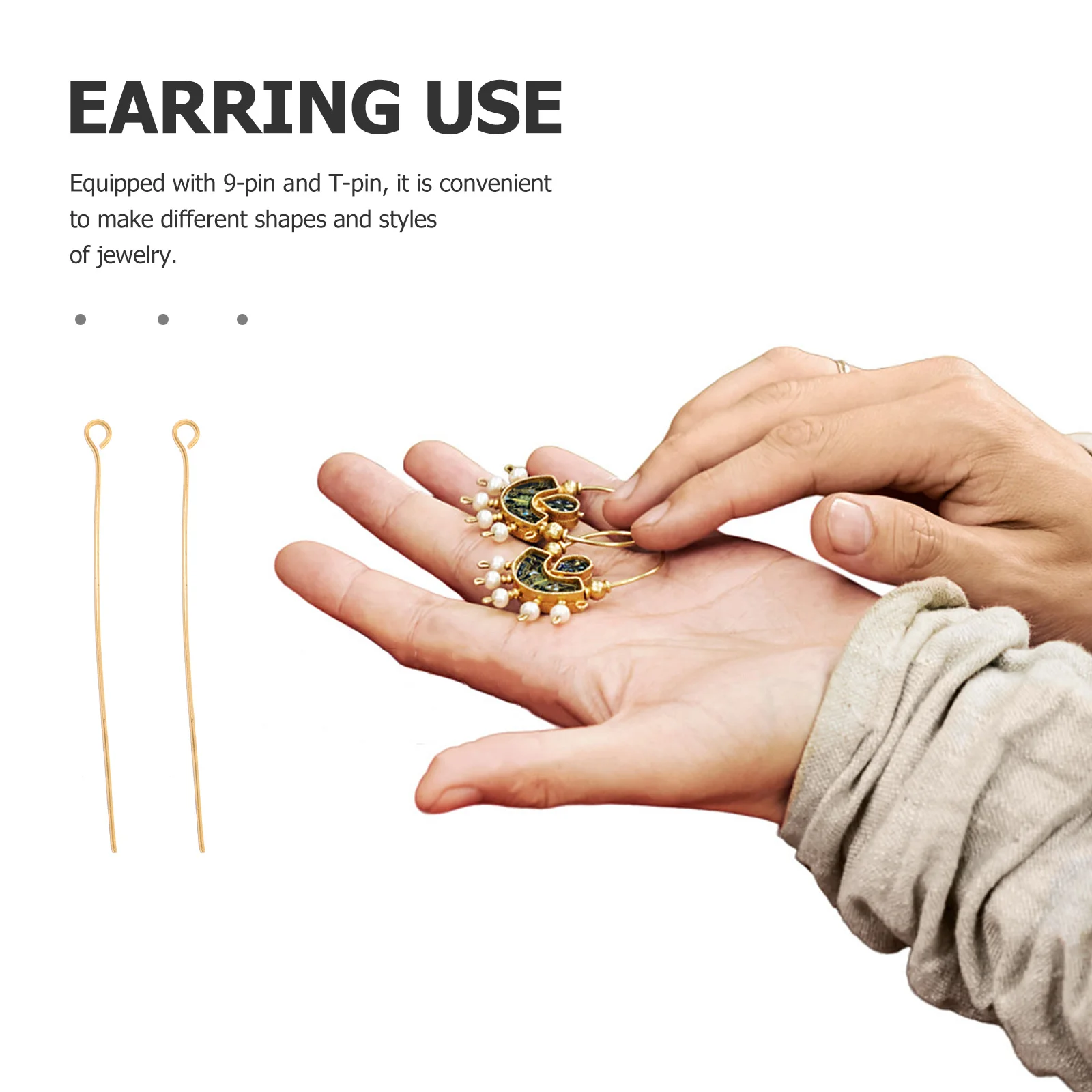 مجموعة من دبابيس صناعة المجوهرات ذات الرأس المسطح متعددة الأغراض لصنع القلائد والأساور والأقراط