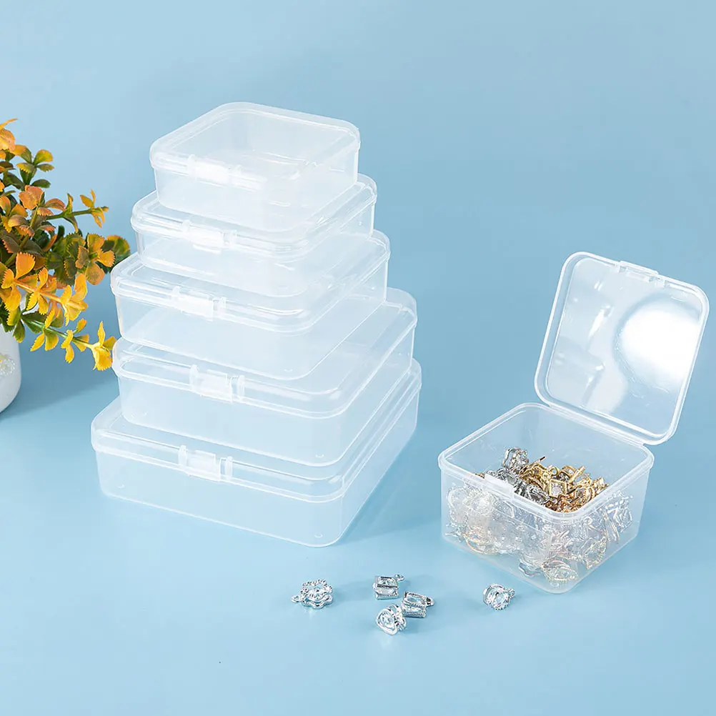 

5 Pcs Storage Box Mini Transparent PP Earring Container Travel ganizer Small Size Desk Earring Storage Box Accessories