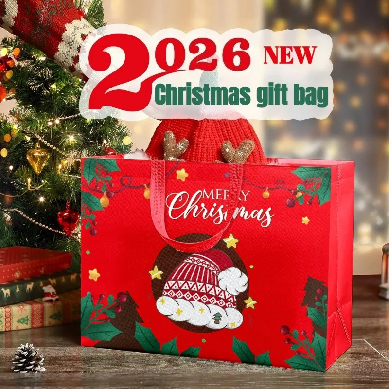 2025 가을 겨울 신상품 크리스마스 테마 부직포 쇼핑백 친환경 휴일 선물 포장 재사용 가능한 토트백