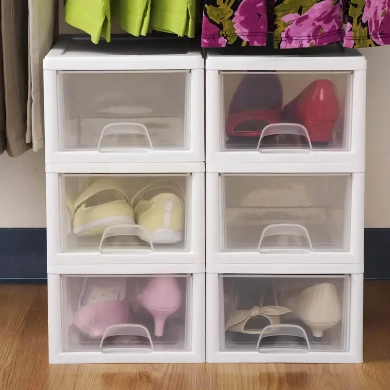 6-Pack Storage Drawers, Organizer Plastic Bins Stackable Drawer ,