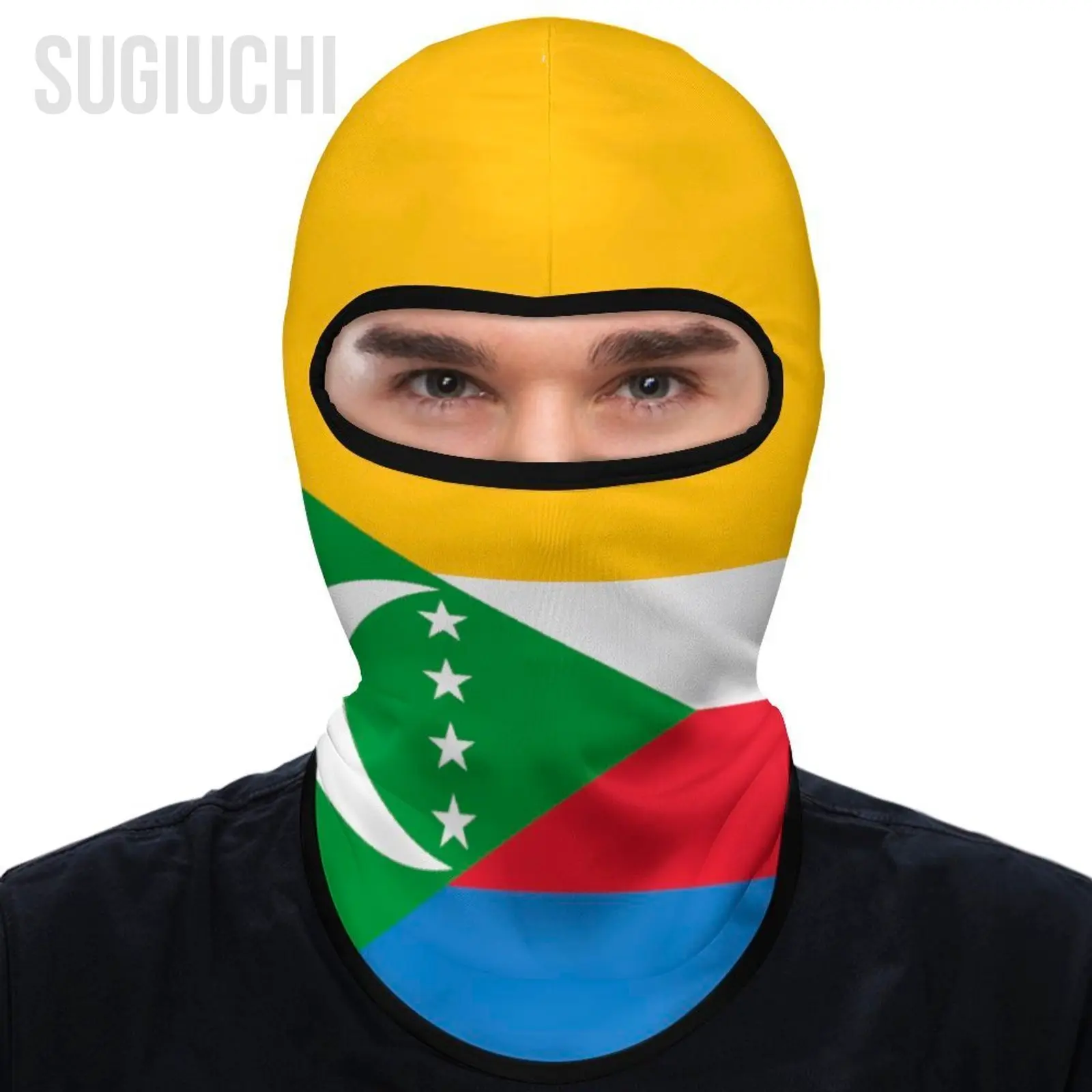 Comoros Flag Outdoor Cool Sunscreen Motorcycle Face Mask Moto Biker Wind Cap Mask Stopper Windproof Bicycle Cycling Headgear