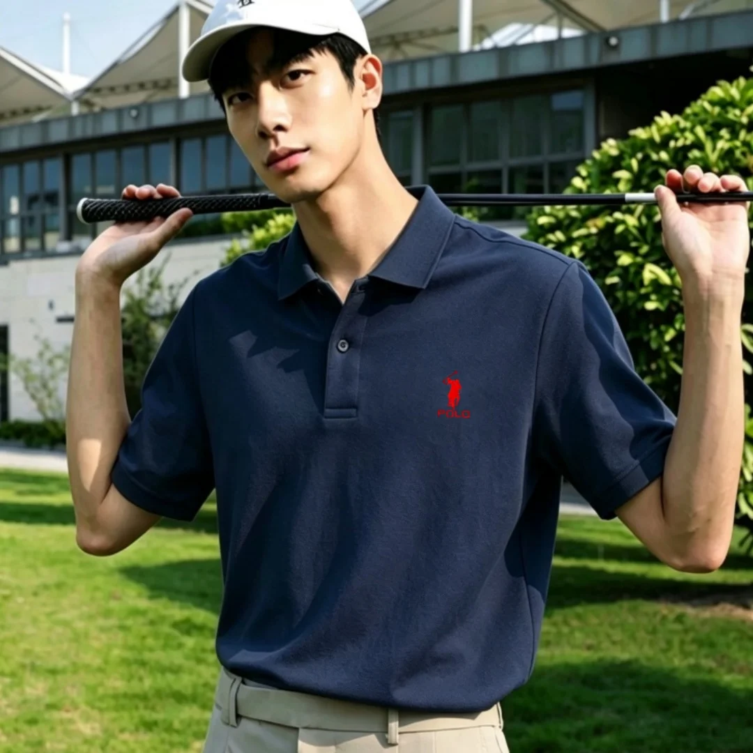 

100% pure cotton high-end brand men's short sleeve polo shirt 2026summer luxury classic fashion golf top casual business T-shirt