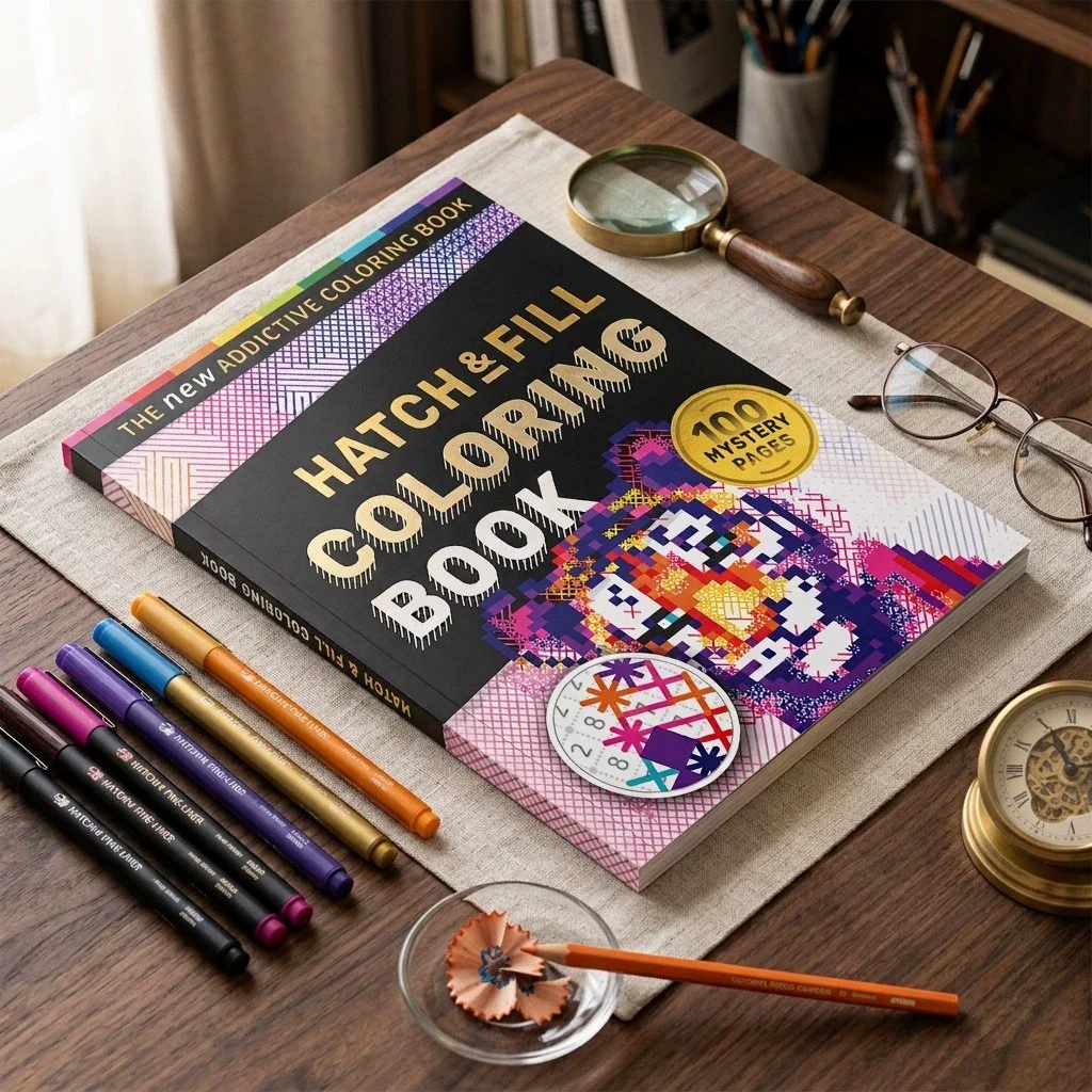 The New Addictive Coloring Book Hatch & Fill Coloring Book Adult Stress‑Relief Coloring Book