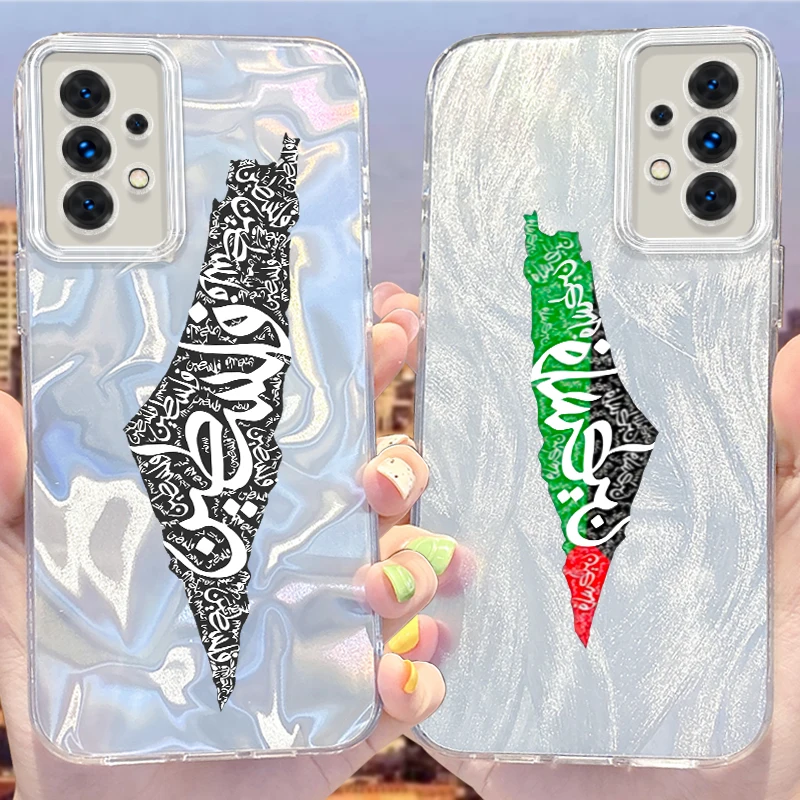 Palestine Flag Reflective Phone Case for Samsung Galaxy A31 A30 A24 A23 A22 A21S A14 A13 A12 4G 5G A05 A05S A03 Dustproof Cover