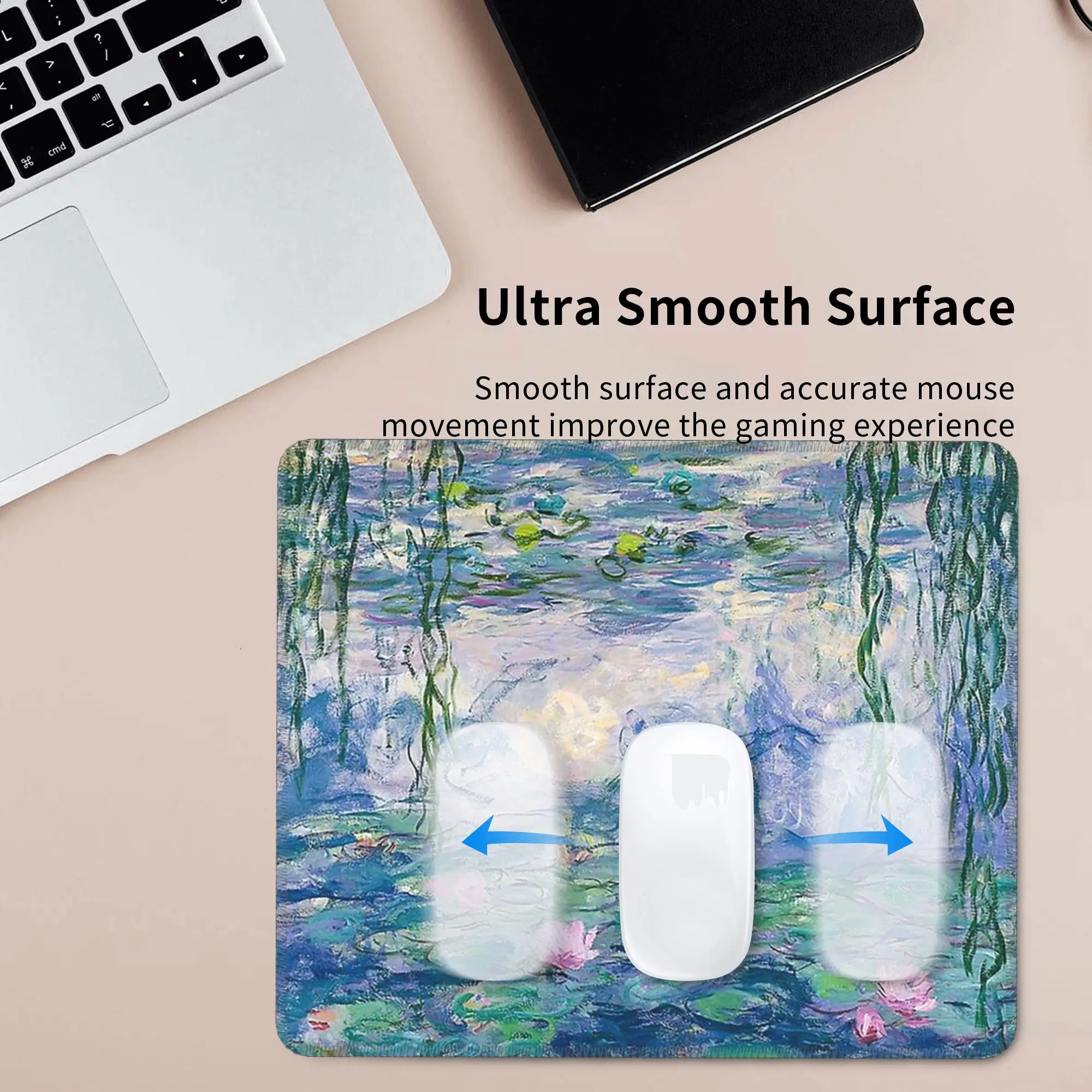 Water Lilies Claude Monet Fine Art French Painter Art Mouse Pad Computer Keyboard Mouse Mat Gaming PC Laptop Desk Mat Table Mats
