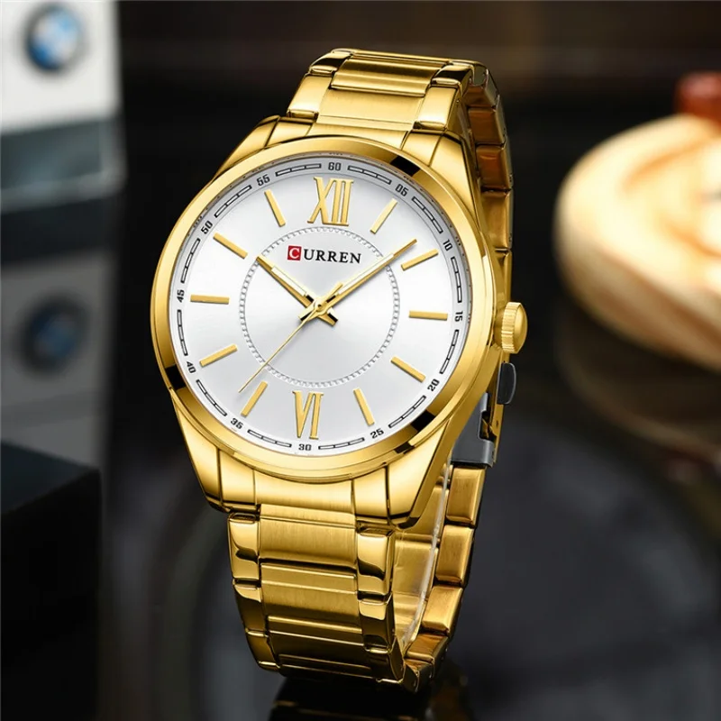 CURREN 8423 Men\'s Quartz Watches Simple Male Stainless Steel Strap Waterproof Luminous Elegant Business Clock Sport Casual Watch