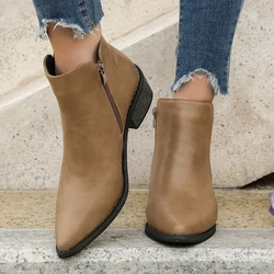 New Retro Women Boots Genuine Leather Ankle Modern Pointed Toe Leather Shoes Western Boots Chelsea Boots 2025