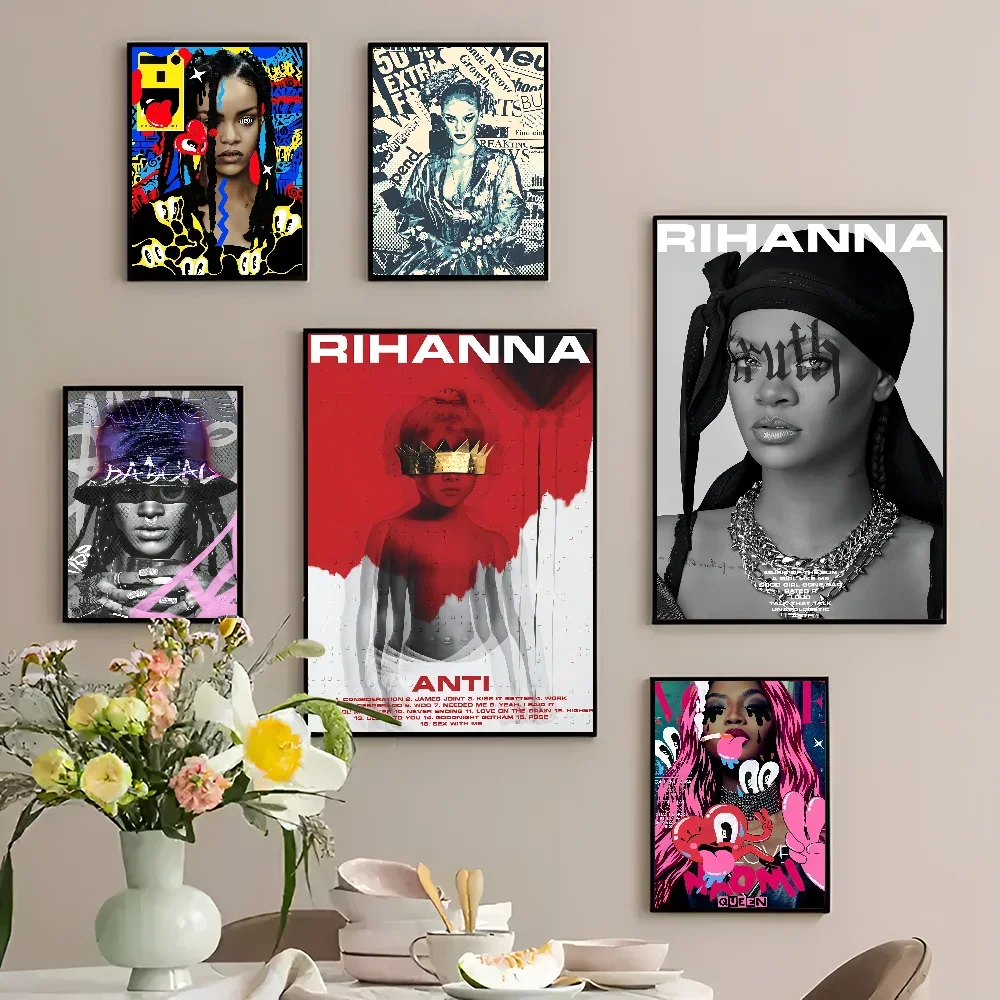 Singer R-RIHANNA Classic Anime Poster Waterproof Paper Sticker Coffee House Bar Room Wall Decor