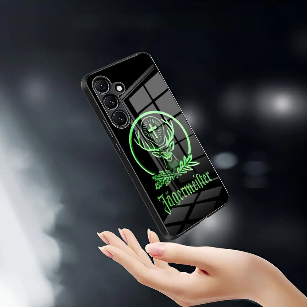 Jagermeister شعار قضية الهاتف لسامسونج غالاكسي S25 S24 S23 S22 S20 S21 نوت 20 الترا زائد Fe غطاء زجاجي فضي ملون #2