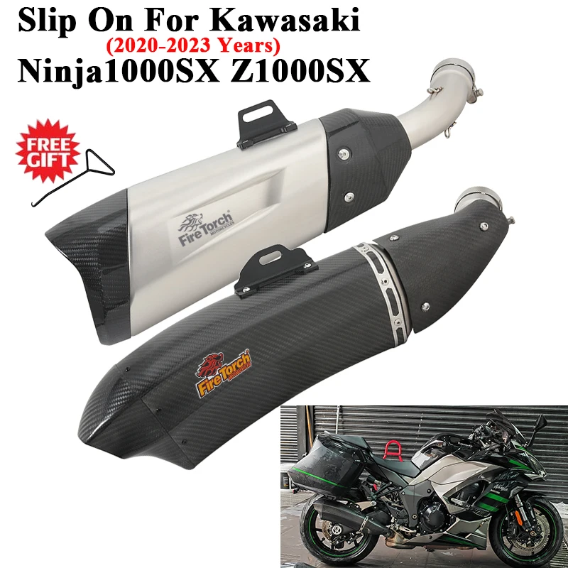 Slip On For Kawasaki Ninja 1000SX Z1000SX 2023 Motorcycle Exhaust Escape Systems Modify Link Pipe Carbon Fiber Muffler DB Killer