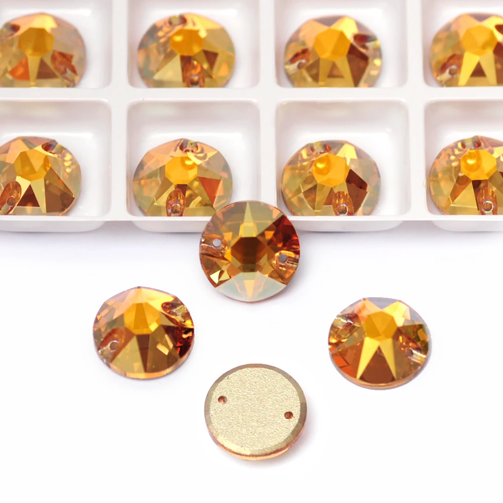 PUBRILEX Sunshine Gold Aufgenähte Strasssteine DIY Nähzubehör Kristalle Flache Rückseite Aufnähsteine für Kleidung und Taschen – Detail 5