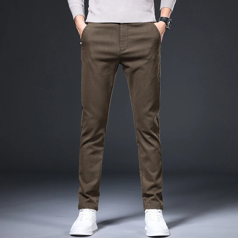 Lente Herfst Heren Casual Broek Zakelijk Slank Stretch Mode Rechte pijpen Elastische taille Baggy Broek Zwart Grijs Kaki