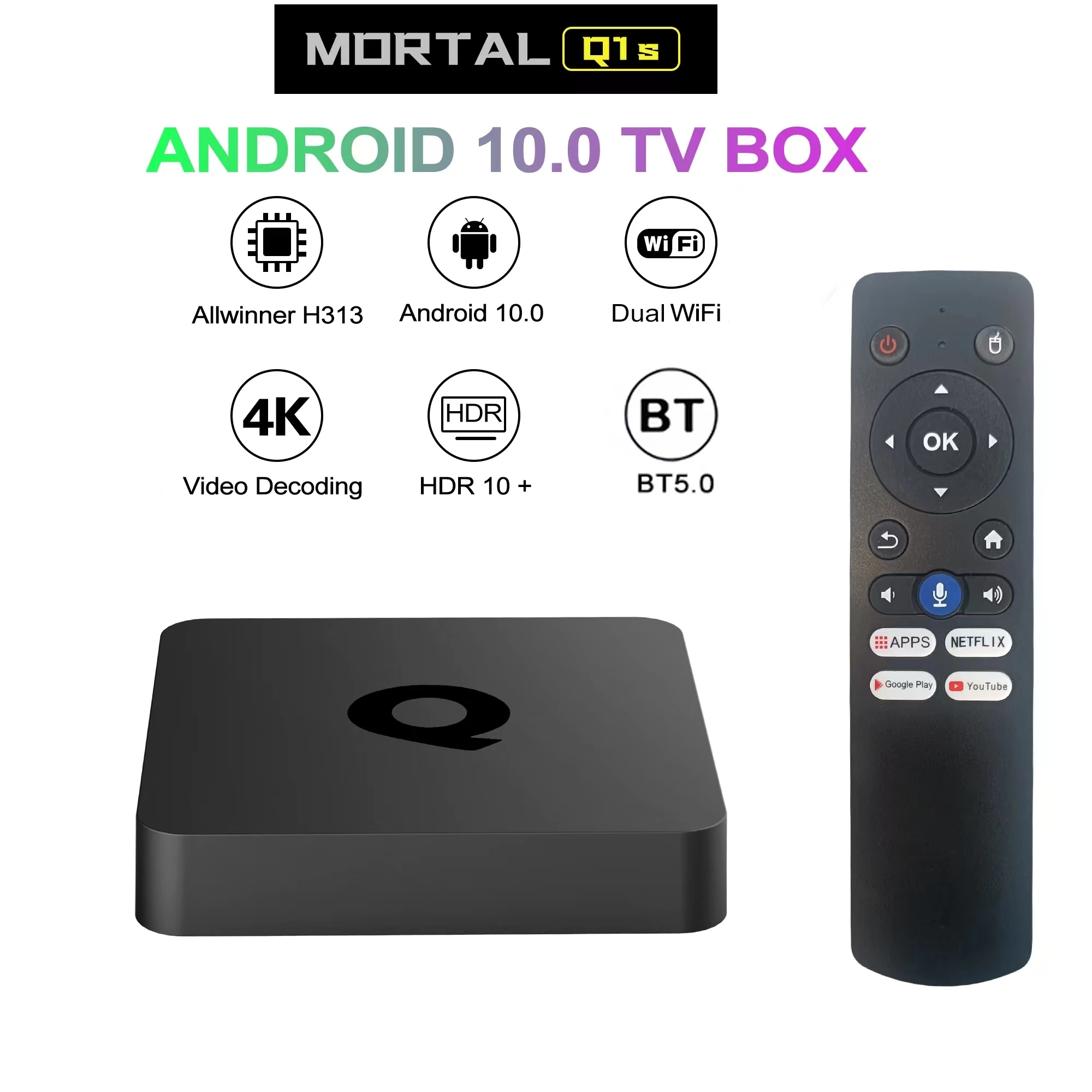 TV BOX Mortal Q1S Android TV Box Mail-G31 MP2  Support 4K 2.4G/5G WiFi BT5.0 Allwinner H313 HDR10 Streaming Media Player