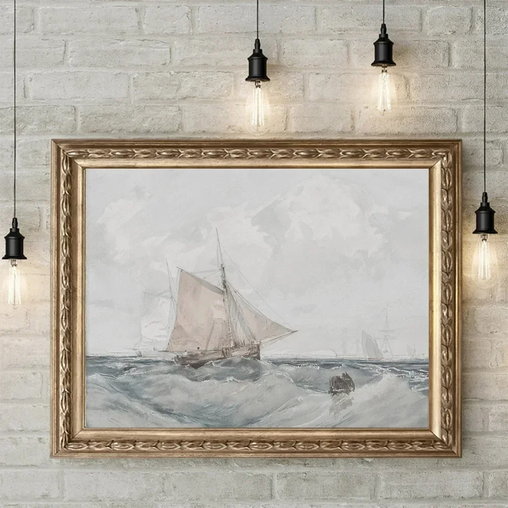 1pc frameless Canvas Painting Neutral Farmhouse Vintage Apple Tree Wall Art Venice Sketch Poster Print Watercolor Seascape Canva