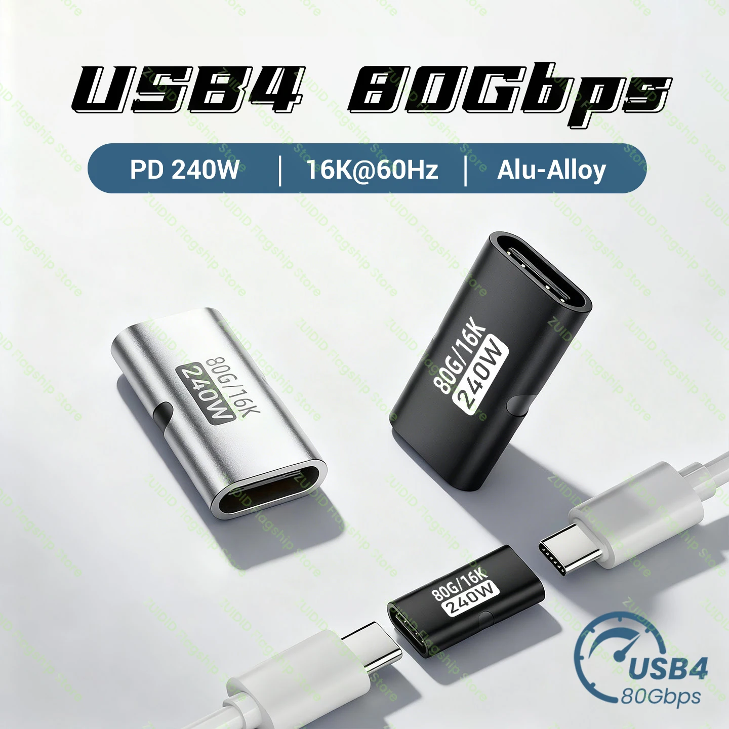 

USB4 80Gbps USB C Female to Female Extender Adapter 16K@60Hz PD240W Fast Charging Type C Converter for Samsung MacBook iPad Pro