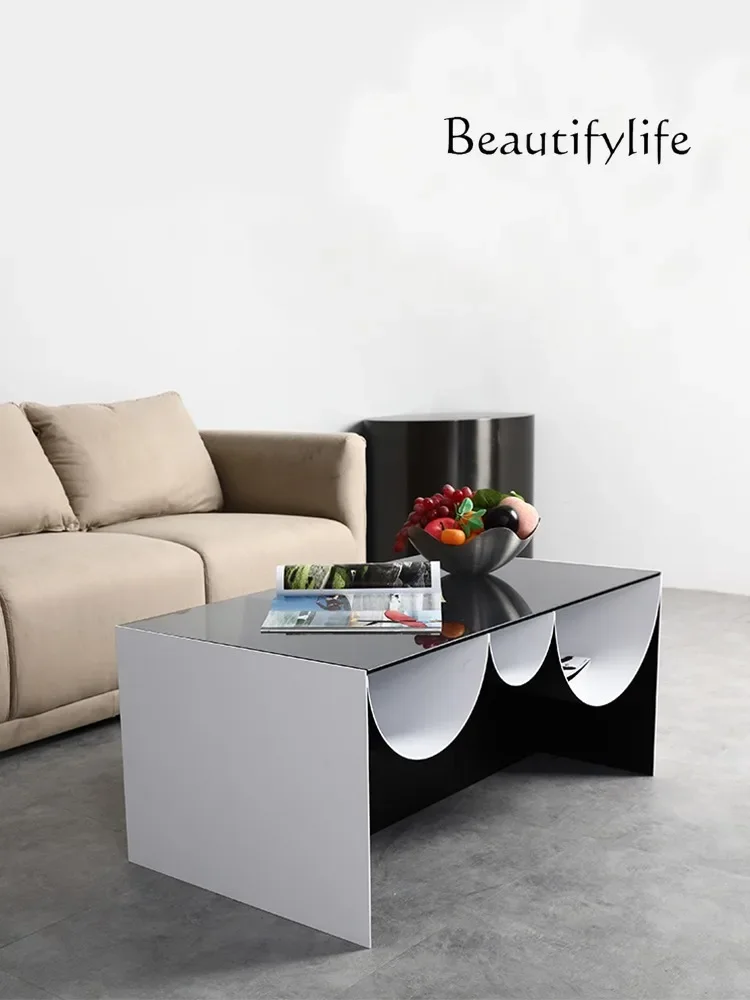 minimalist square tempered glass coffee table simple light luxury small apartment household living room tea table