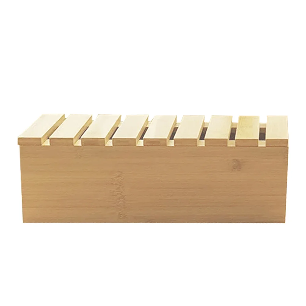 Boîte de rangement de table, gestionnaire de câbles de bureau en bois avec support de téléphone intégré pour cordons de chargement, Solution de stockage de multiprise