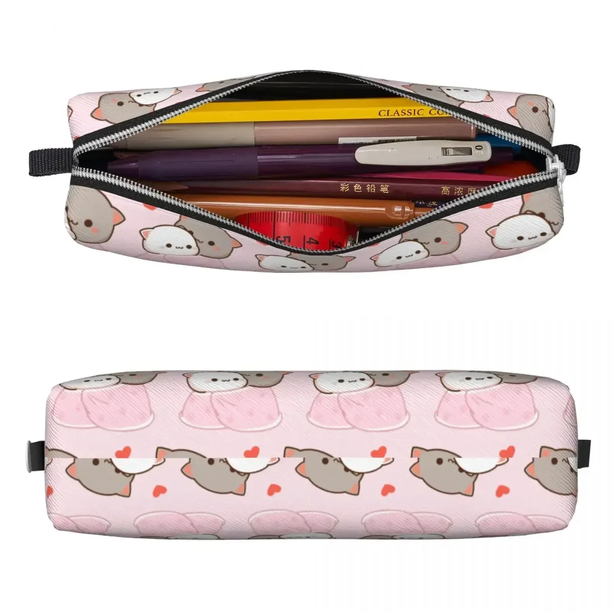 Peach And Goma Cuddling Mochi  Cat Pencil Case Pencilcases Pen for Girls Boys Large Storage Bag School Gift Stationery