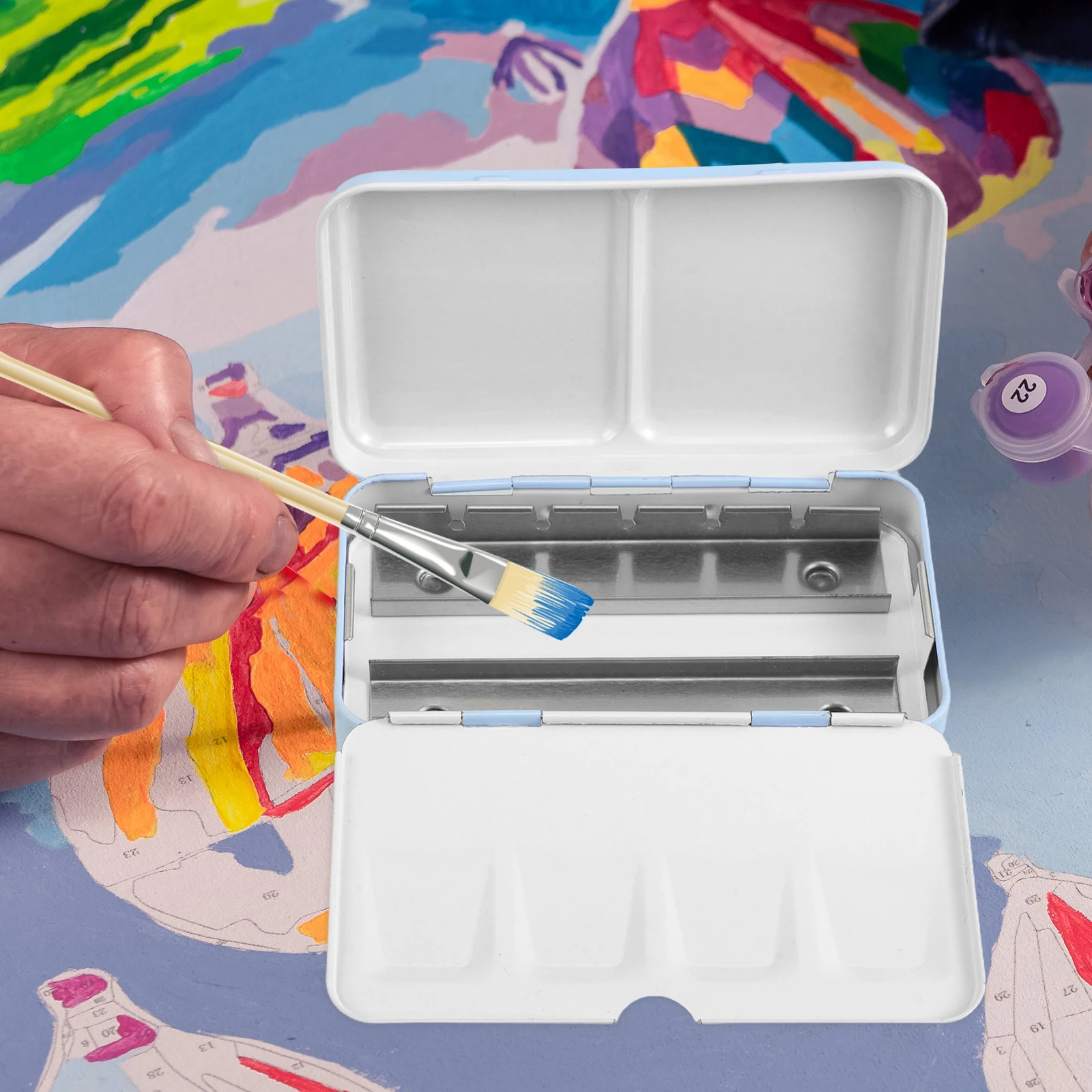 صندوق قصدير طلاء بالألوان المائية المعدنية الفارغة، تخزين الصباغ الصلبة المحمولة، لوحة ألوان مائية للسفر، مستلزمات الرسم
