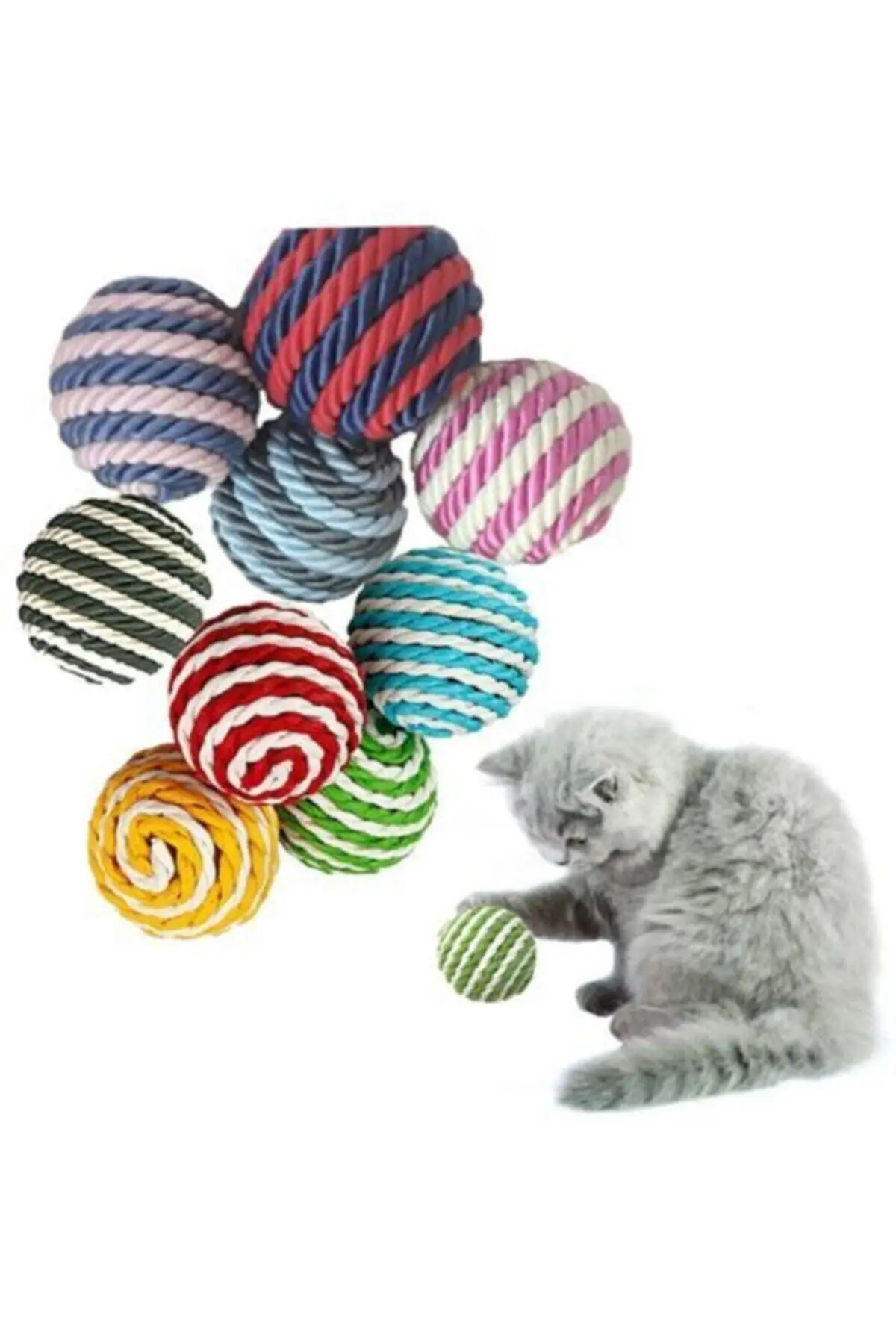 Boule de jeu colorée pour chat, jouet en corde enveloppante, 4 Cm ( 1 pièce)