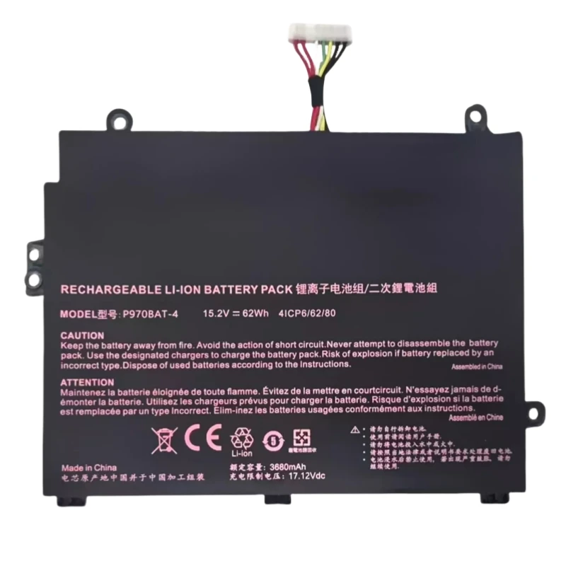 New 15.2V 3680mAh 62Wh P970BAT-4 Laptop Battery for CLEVO P960 For Erazer X17801 For SAGER NP8955 NP8967 NP8976 NP8978 NP8962