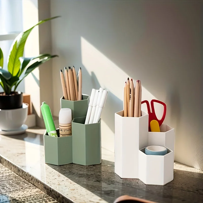 قطعة واحدة من منظم سطح المكتب متعدد الوظائف باللون الأبيض والنعناعي والأخضر الحديث مع حجرات تخزين مفتوحة ومغلقة - مكتب منزلي، مدرسة