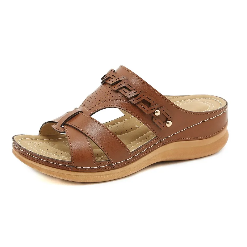 

40 Size Retro Roman Women's Sandals Comfort Wedge Heel Soft Sole Woman's Shoes Non-slip Lightweight Slippers Sandalias De Mujer