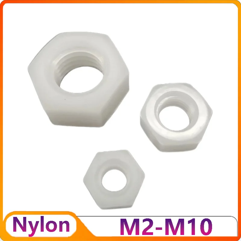 

M2 M2.5 M3 M4 M5 M6 M8 M10 Nylon Nut White Nylon Plastic Hexagon Nuts Metric Thread Hex Nuts ナット 너트