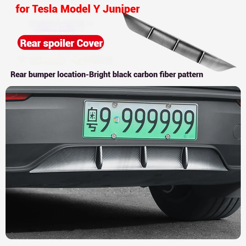 

Carbon Fiber Pattern ABS Rear Car Spoiler Protector Guard For Tesla New Model Y Juniper Launch 2025 2026-UP Cover Accessories