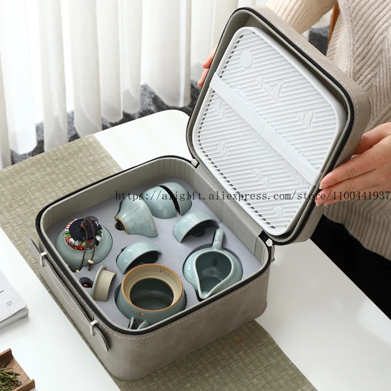 

Дорожный чайный сервиз, небольшой набор, один горшок и четыре чашки, портативная сумка, уличный домашний кемпинг, японский чайник