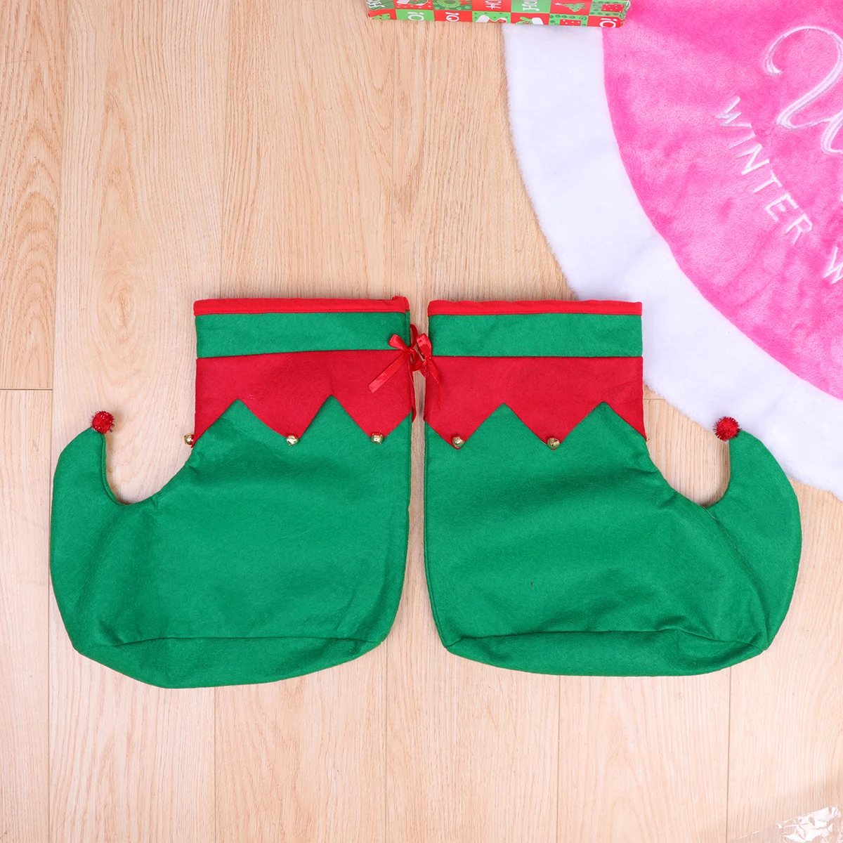 

Christmas Elf Red with Bells Kids Holiday Cosplay Clown Accessories Clown Shoes Novelty Party Favors Shoe