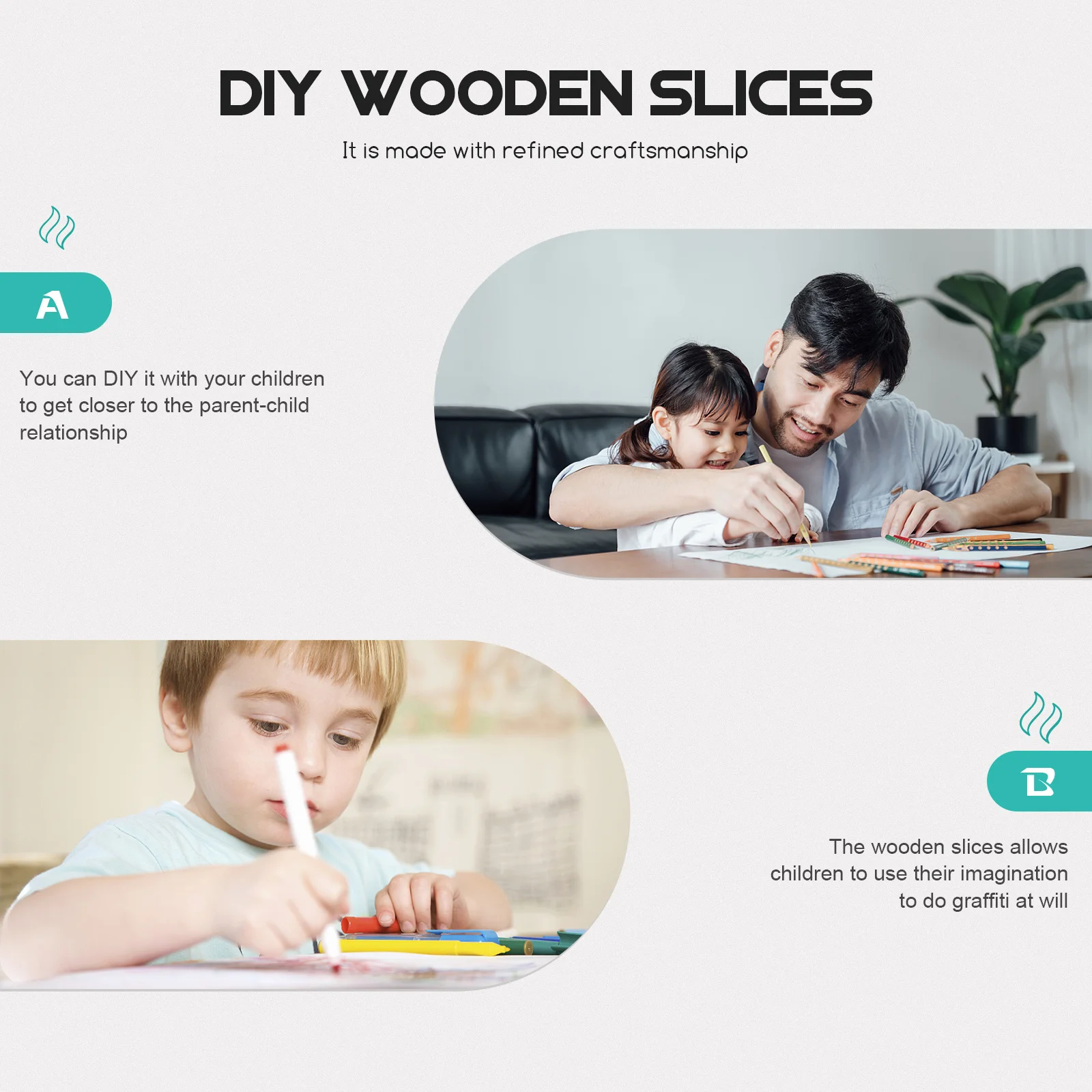 

48Pcs Wooden Fairy Garden Doors DIY Craft Chips Unpainted Wooden Slices for Painting Graffiti Wood Boards for Home Decor and