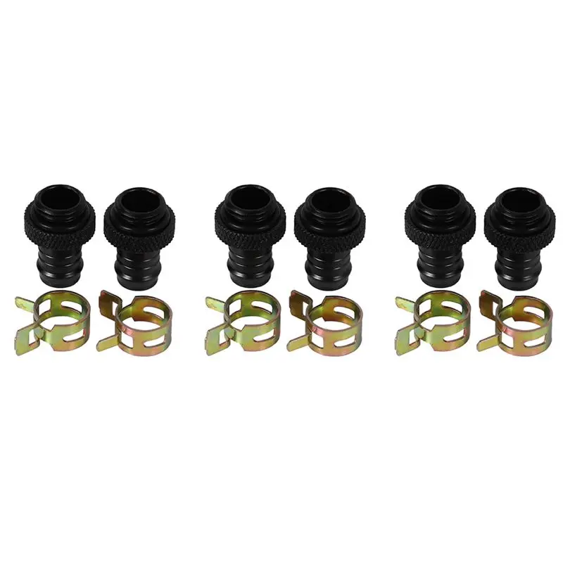 Ingenious-6Pcs Barb Fitting Computer Water Cooling Radiator Copper Heatsinks Cooler Clamp For 3/8 Inch Id Tubing G1/4 Chromed De