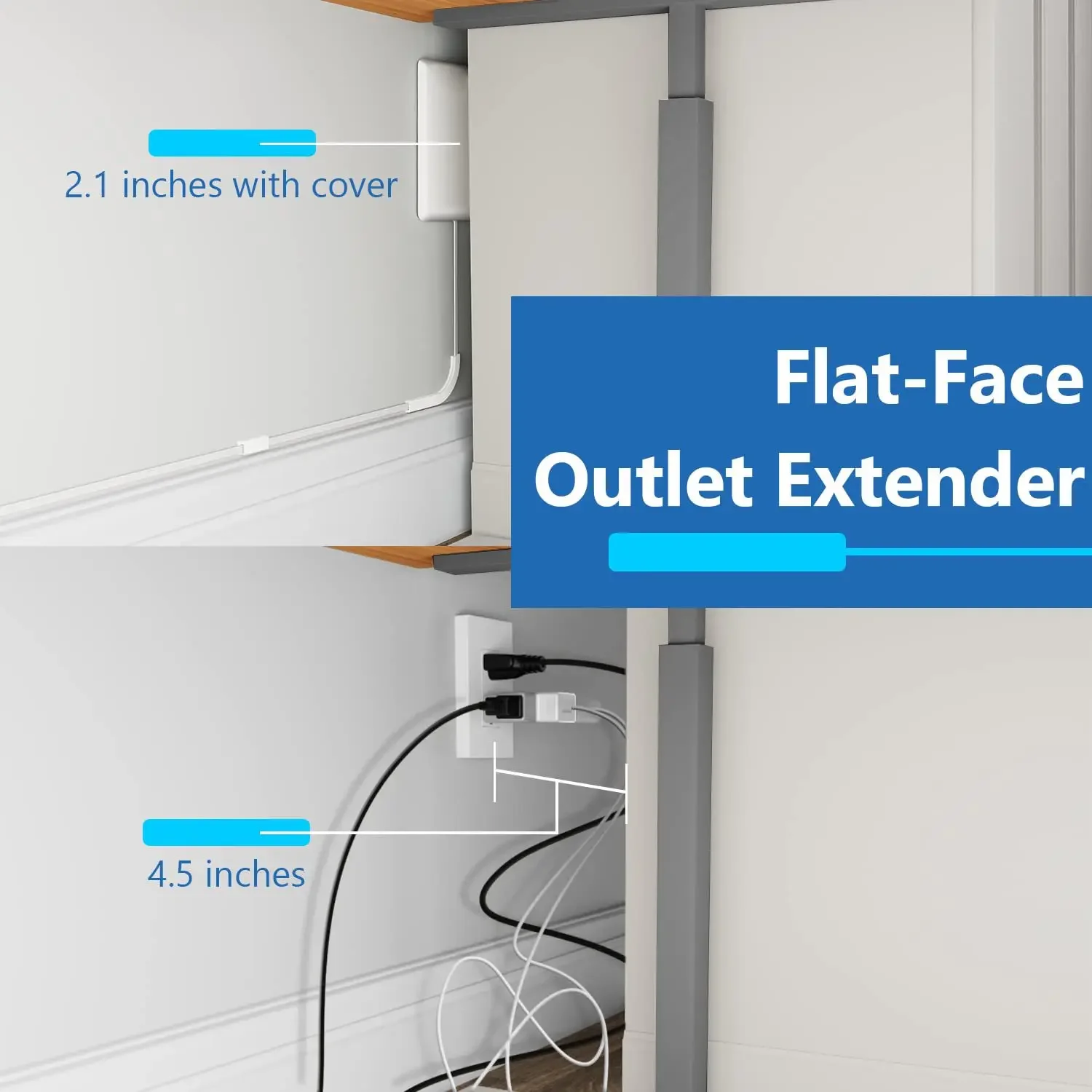 US 1.5M flat socket extender with 3 ultra-thin wall panel plugs and extension cords suitable for cabinet and sofa rear sockets