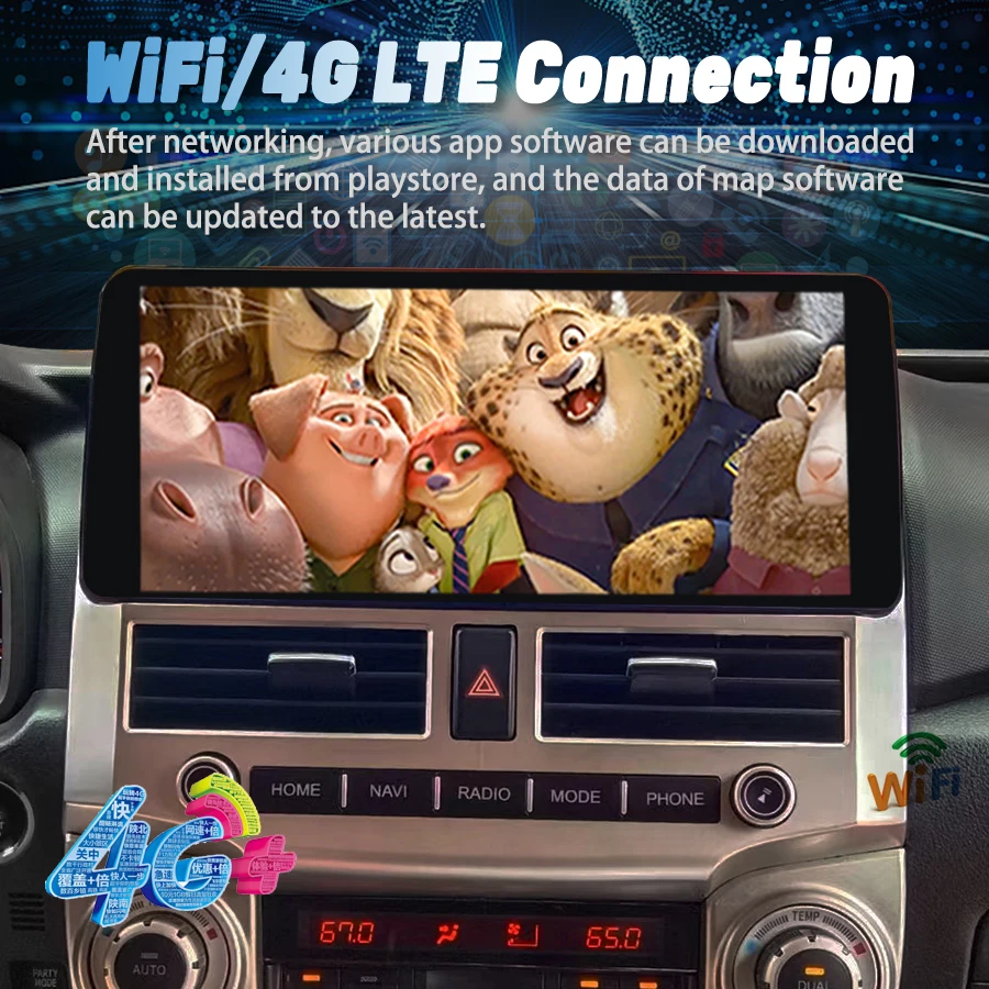 12.3inch Qled Screen For TOYOTA 4Runner 2010 2009-2022 Android Video Player Radio Car Multimedia Audio GPS CarPlay Head Un