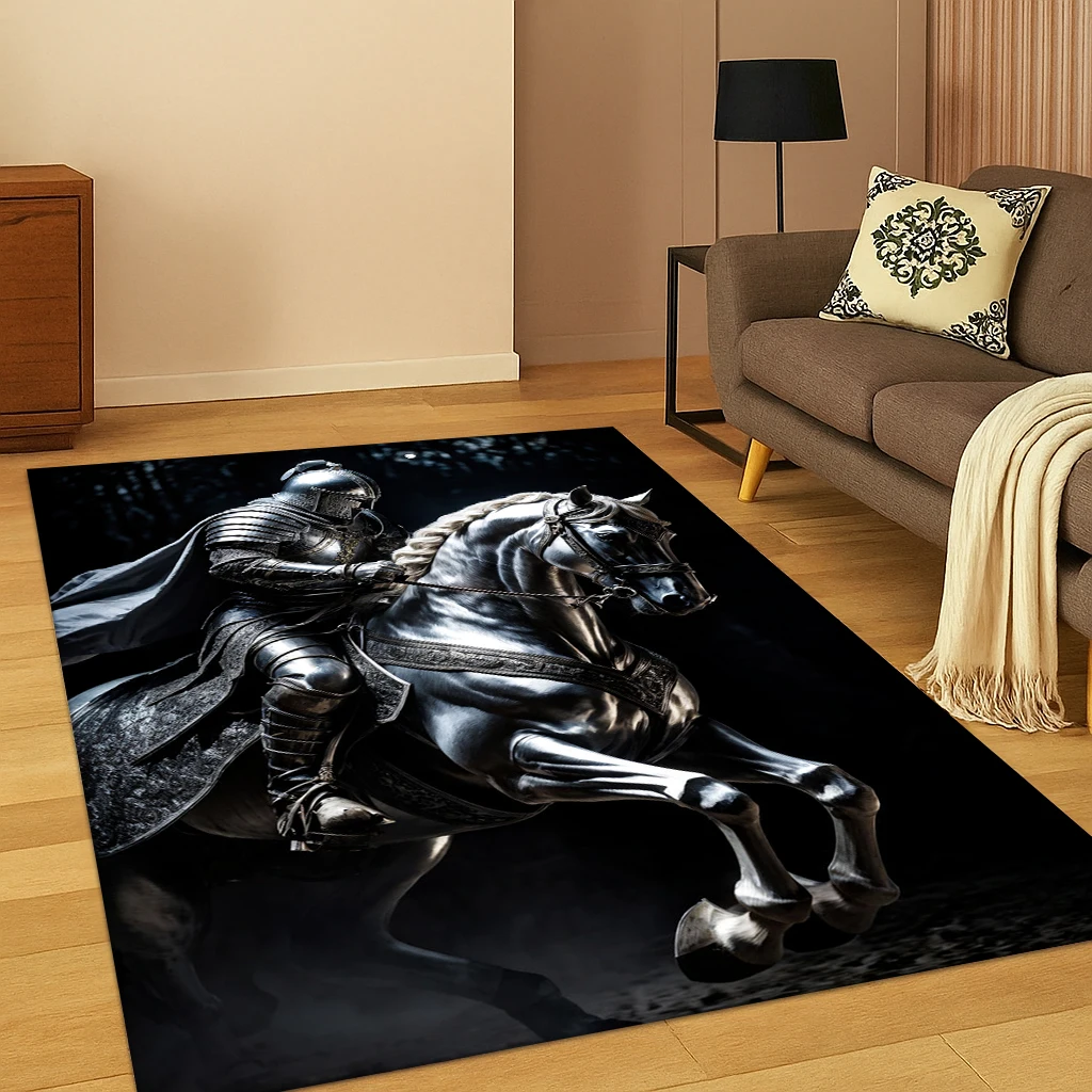 Crusaders Templar Black Knight Carpet Rug Mat for Home Bedroom Living Room Sofa Doormat Kitchen Decor,Kid Play Non-slip Area Rug