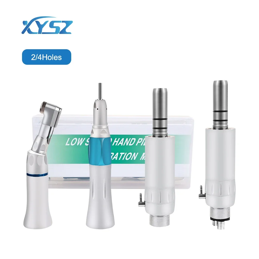 Dental Low Speed Handpiece Kits 203C 2/4 Hole Air Motor Latch Chuck Contra Angle Straight Handpiece Dentists Equipment Tools