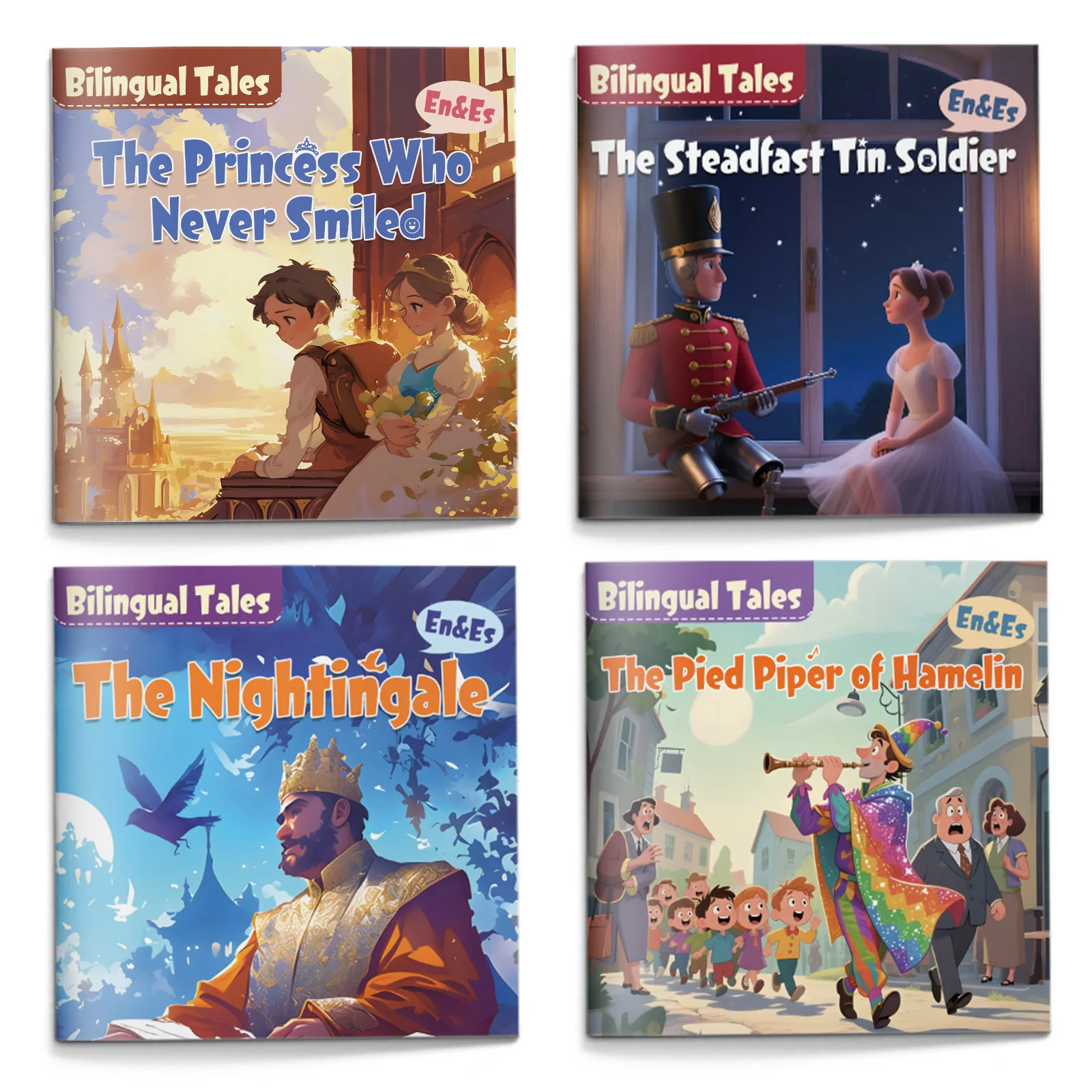 Classic Fairy Tales in English & Spanish, 4-Volume Bilingual Reading Collection with Timeless Stories