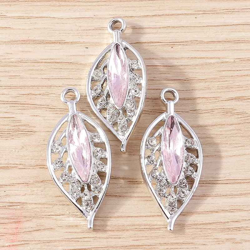 10 stücke 13x30mm Delicate Kristall Baum Blatt Charme für Schmuck Machen Frauen Mode Ohrringe Halsketten DIY armband Handwerk Geschenk – Detail 12