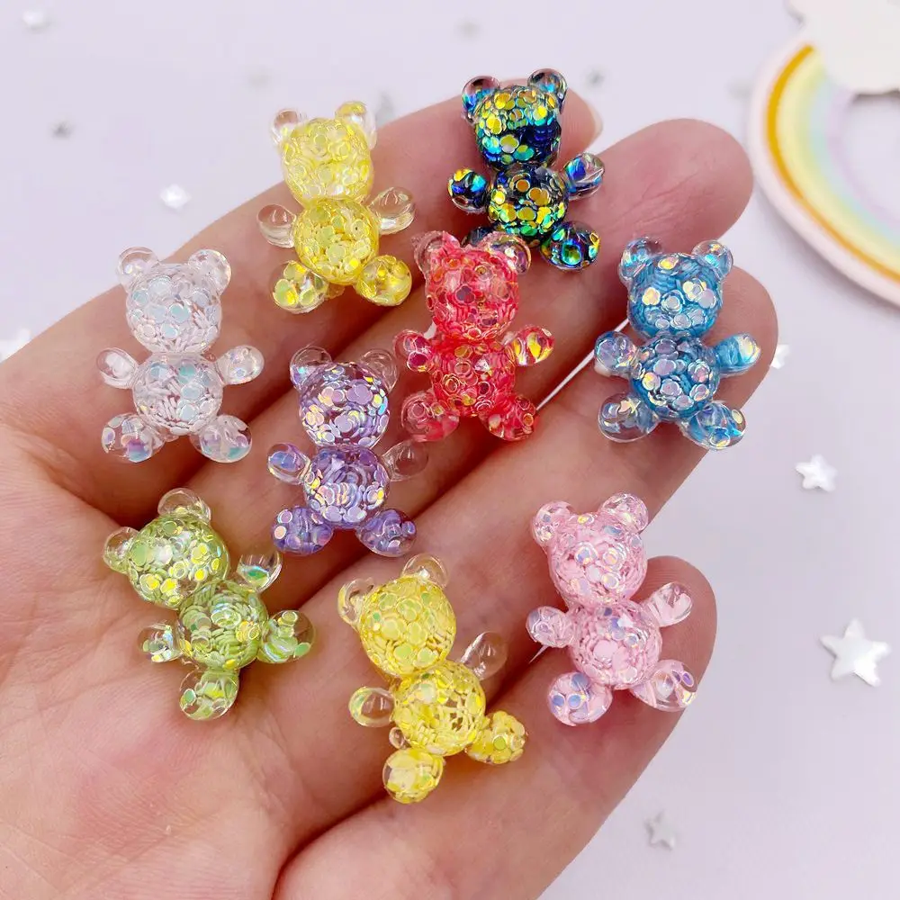 20pcs Resin Glitter Bepowder Cute Colorful Crystals Bear Flatback Rhinestone Appliques DIY Wedding Scrapbook Craft Ornament image 3
