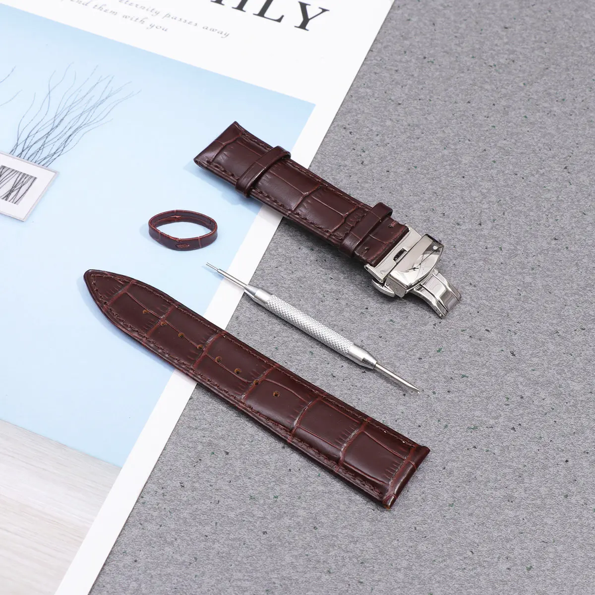 

Сменный ремешок для часов из воловьей кожи, 22 мм, темно-коричневый, прочный, с гладкой отделкой, удобный, модный, унисекс аксессуар