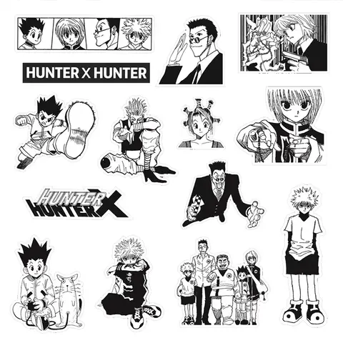 10/30/70 st. japanska anime HUNTER×HUNTER-klistermärken klassiska coola dekaler dekoration laptop telefon bagage svart vita manga-klistermärken 6 best sales svartvita klistermärken - №6