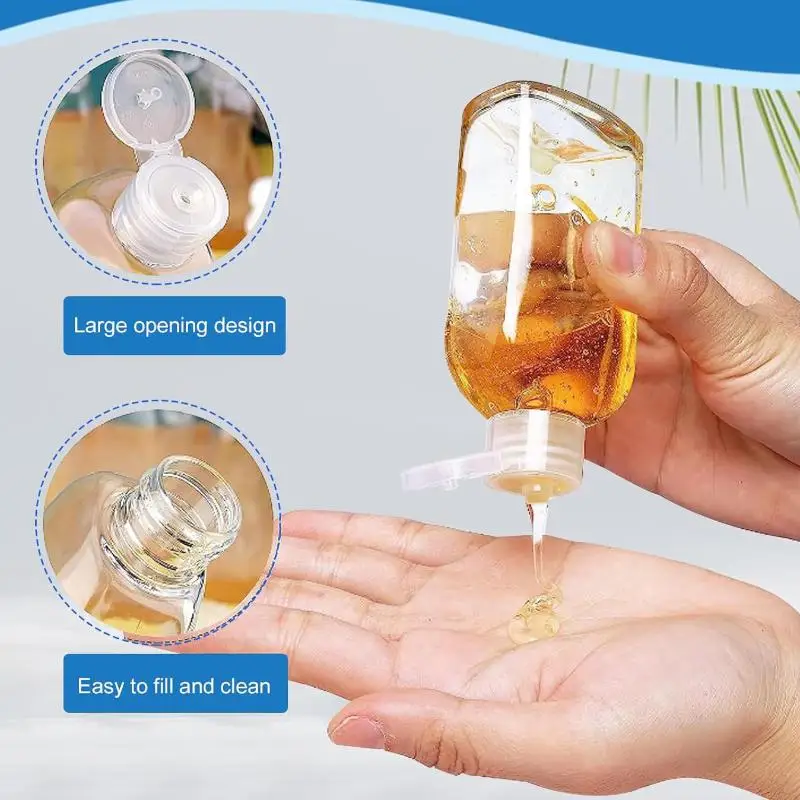 1 Set Empty Shampoo Dispenser 100ml Travel Bottles With Label & Storage Bag Brown Transparent Plastic Bottle Multi-Use Containe