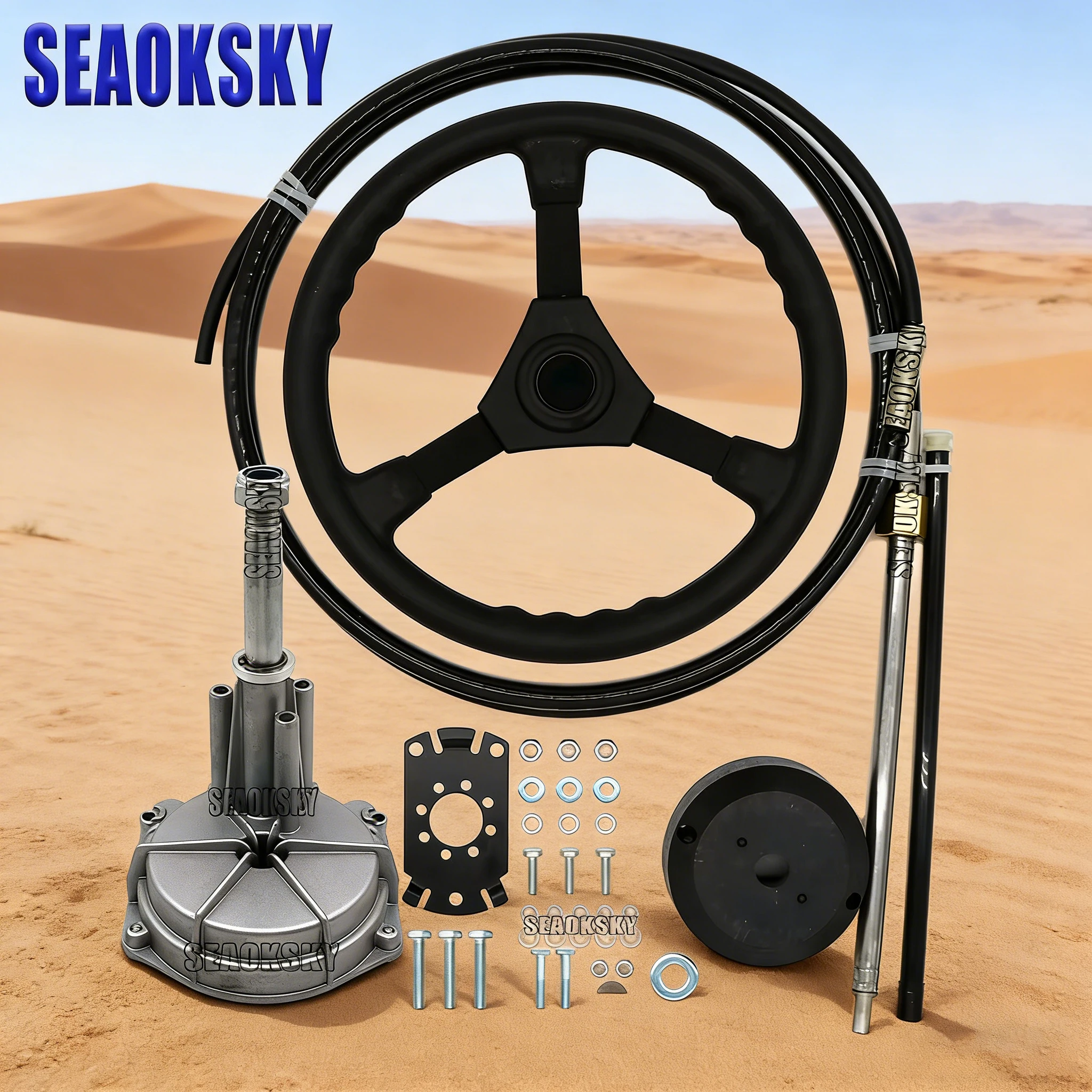 Steering System Outboard Boat Single Turbine Rotating W/ Marine Steering Wheel Cable 14FT