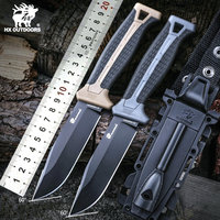 HX OUTDOORS 100% D2 Hunting Survival Knife ,Bear Camping Knives Straight Rescue Knives Fishing Tool With Sheath Dropshipping