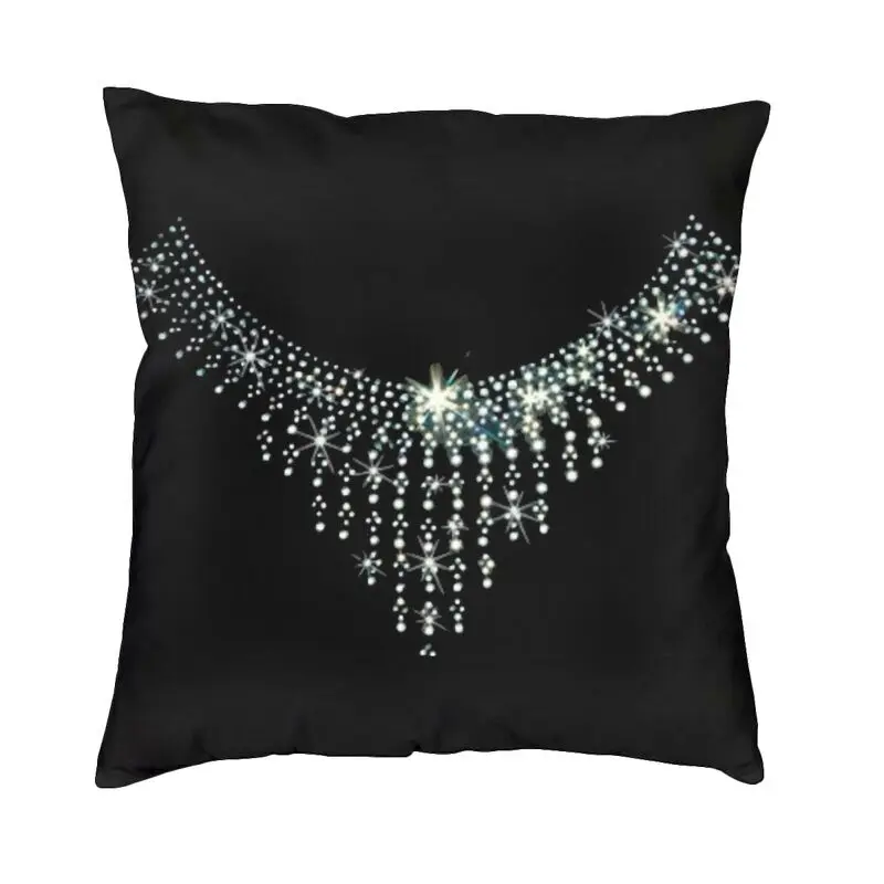 Rhinestone Crystal Necklace Throw Pillow Covers Living Room Decoration Fashion Bling Diamond Cushions for Sofa Square Pillowcase