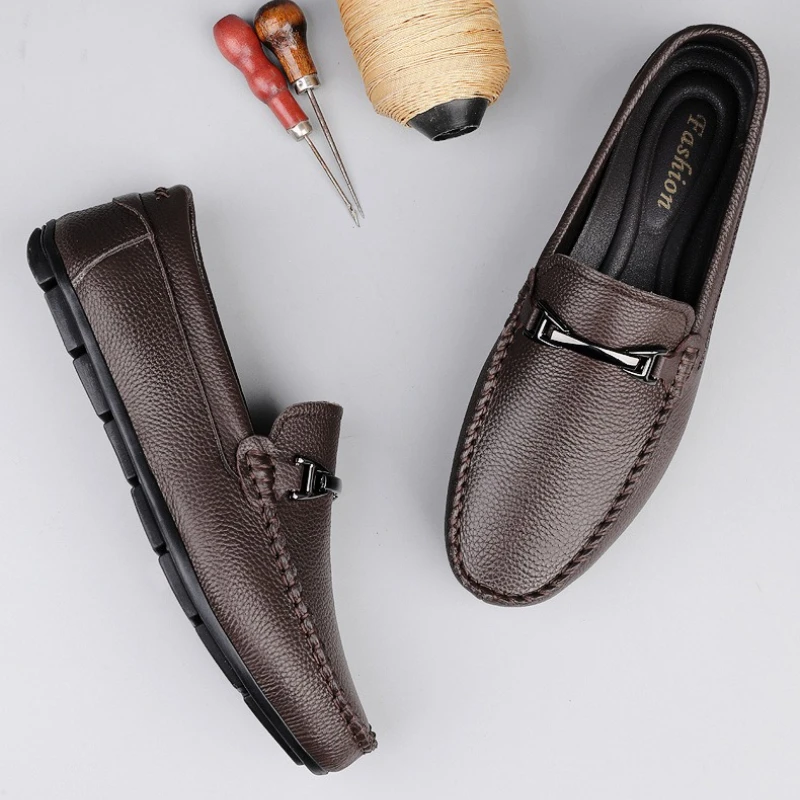Designer Luxury Mens Leather Shoes New Casual Shoes Men Business Men Slip-on Shoes All-Match Loafers Handmade Driving Flats