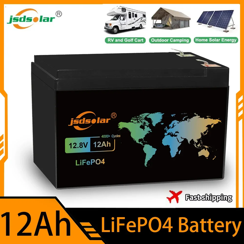 Jsdsolar New  LiFePO4 Battery 12V 12Ah Built-in BMS Lithium Iron Phosphate Battery for Emergency Power Supply Motorhomes Boats